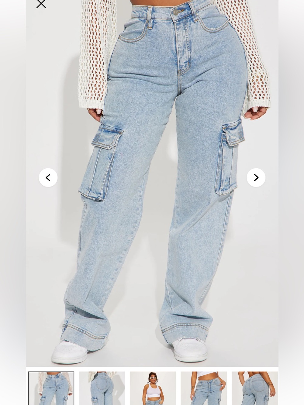 Fashion Nova Light Blue Boyfriend Cargo Jeans